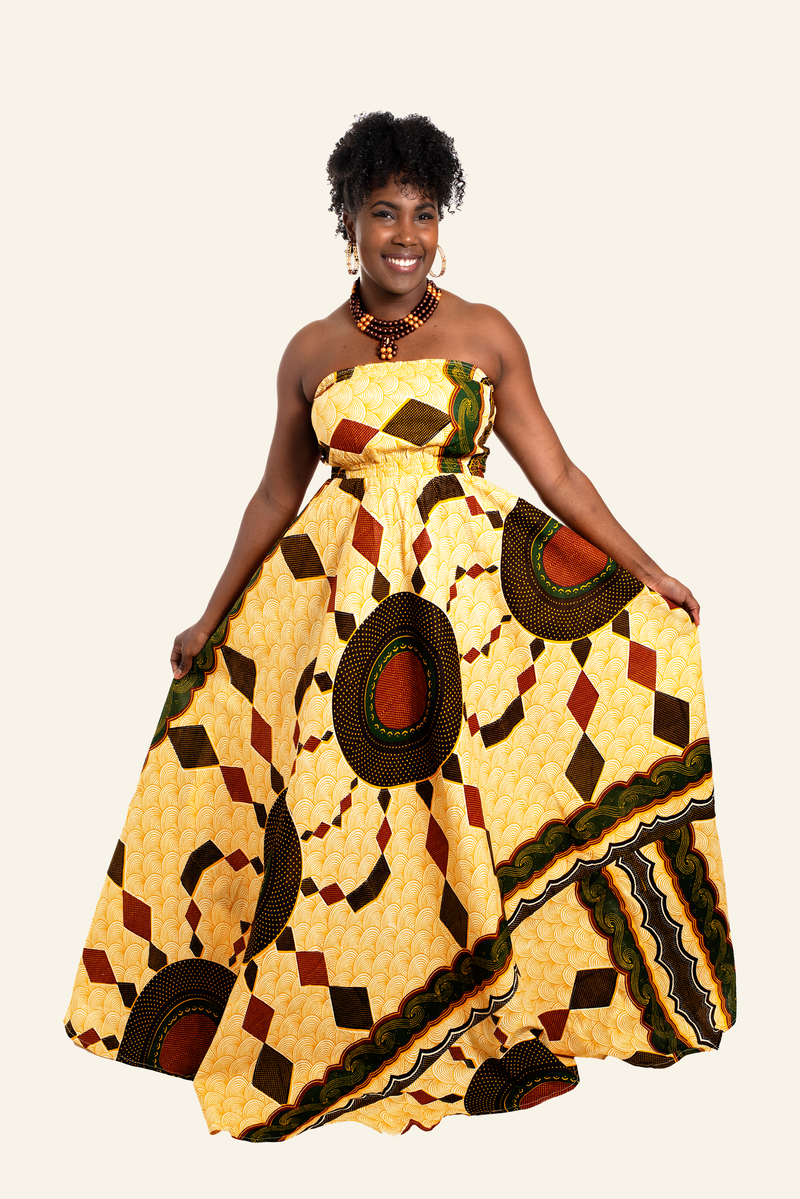 African Print Lili Maxi Dress - Oludan