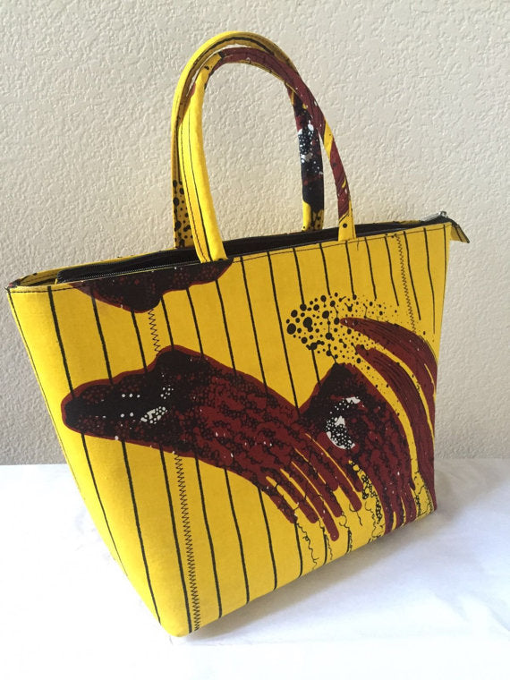 African Print Yellow Tote - Oludan