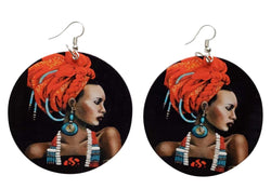 African Agidi Earrings (Black/Orange) - Oludan