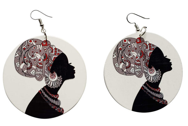 African Mami Earrings (White/Black) - Oludan