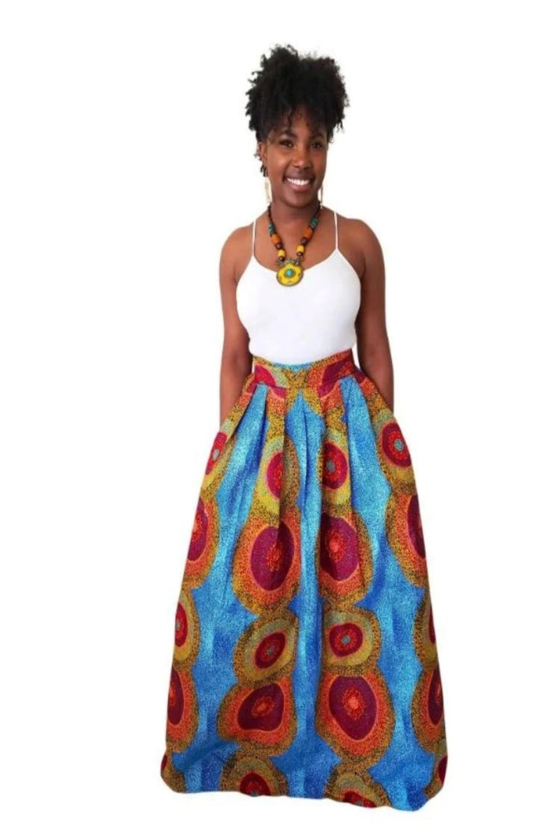 African Print Uzo Maxi Skirt (Multicolored) - Oludan