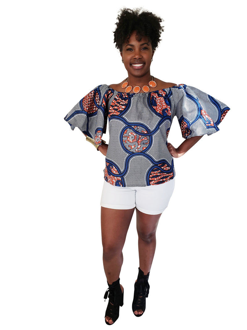 African Print Dominique Off Shoulder Top - Oludan