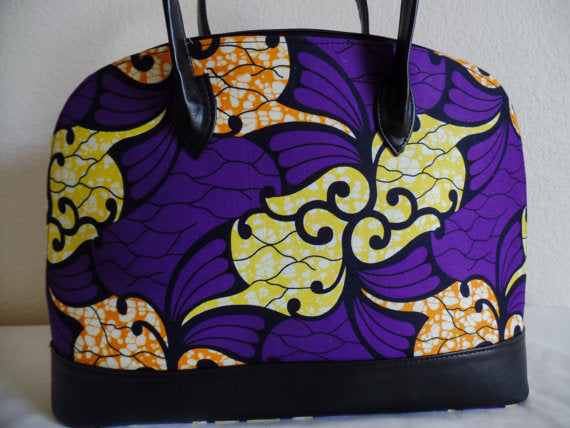 African Print Purple Tote - Oludan