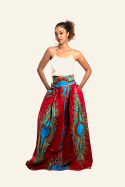 African Print Dashiki Meme Maxi Skirt - Oludan