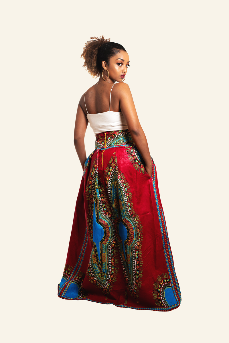 African Print Dashiki Meme Maxi Skirt - Oludan