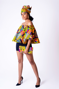 African Print Olutaja Kente Off The Shoulder Top