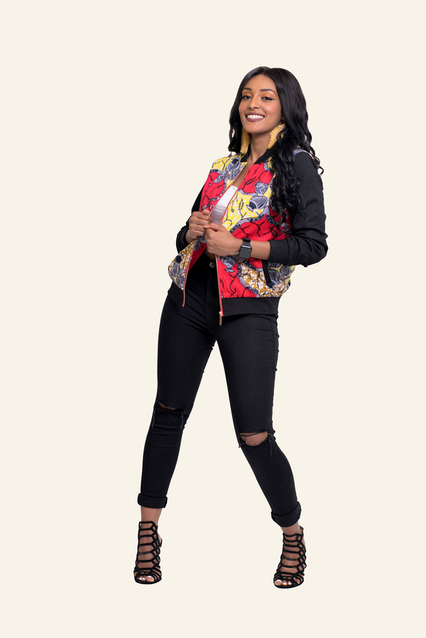 African Print Ola Bomber Jacket - Oludan