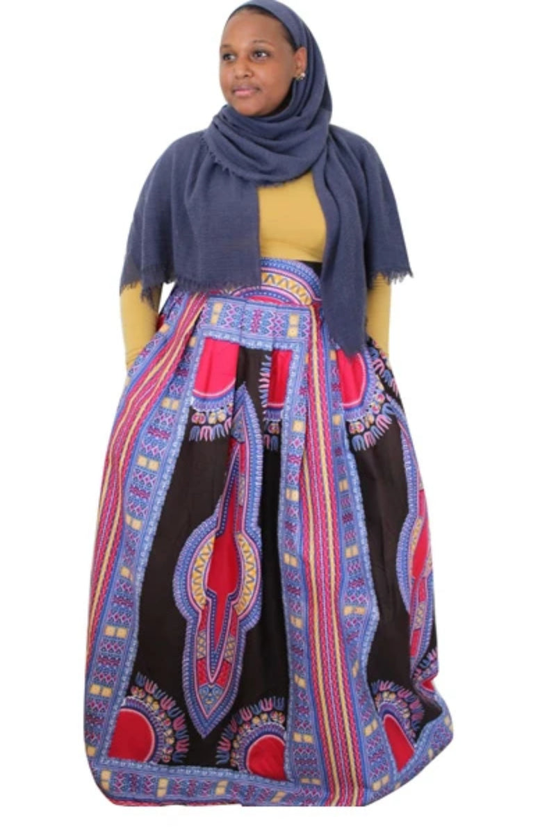 African Print Tosin Dashiki Maxi Skirt - Oludan