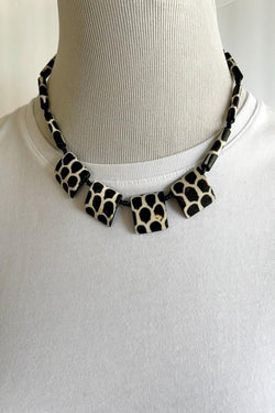 African Bone Batik Zebra Striped Necklace