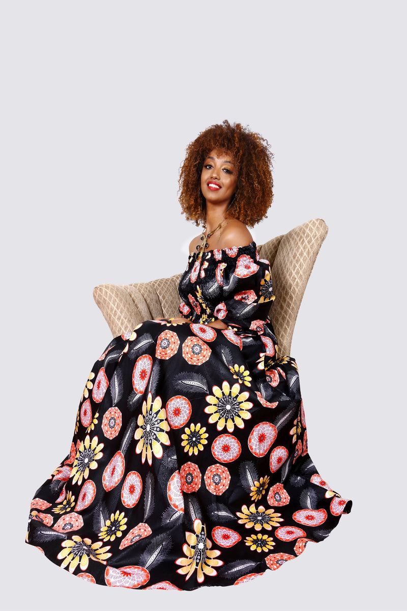 African Print Mwaka Maxi Dress - Oludan