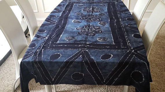 African Print Batik Tablecloth (Navy Blue) - Oludan