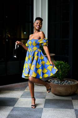 African Print Ama Midi Dress