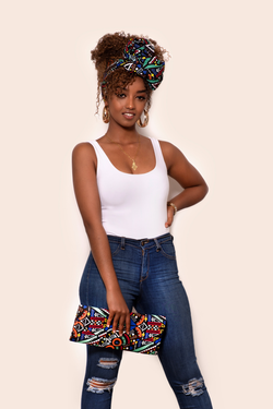 African Dara Head Wrap & Matching Clutch