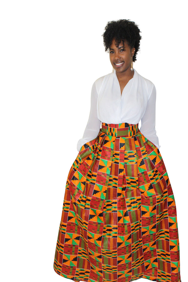 African Print Kente Maxi Skirt - Oludan