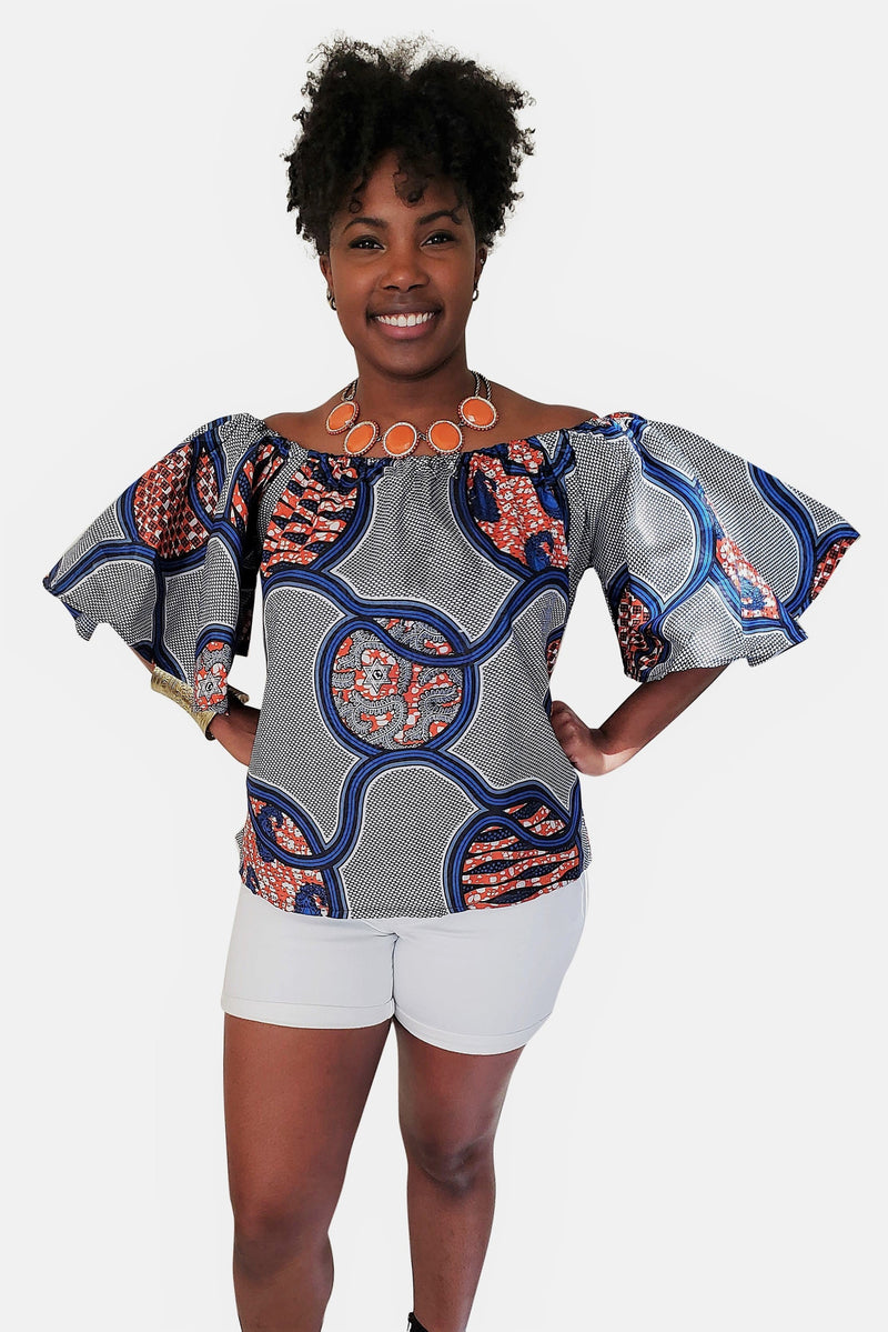 African Print Dominique Off Shoulder Top - Oludan