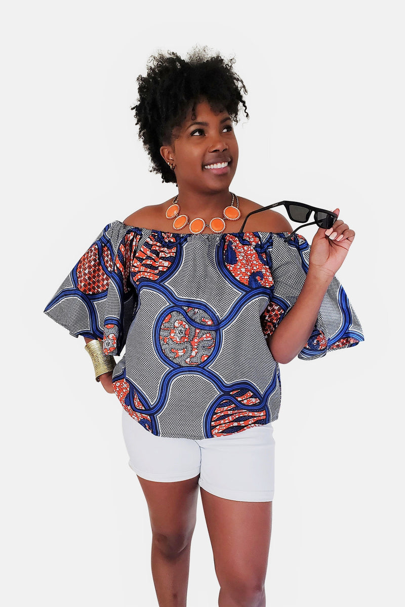 African Print Dominique Off Shoulder Top - Oludan