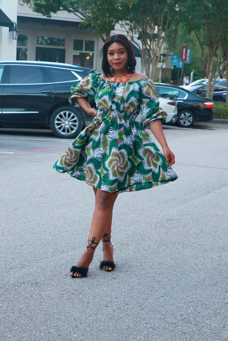 African Print Uche Midi Dress