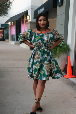 African Print Uche Midi Dress