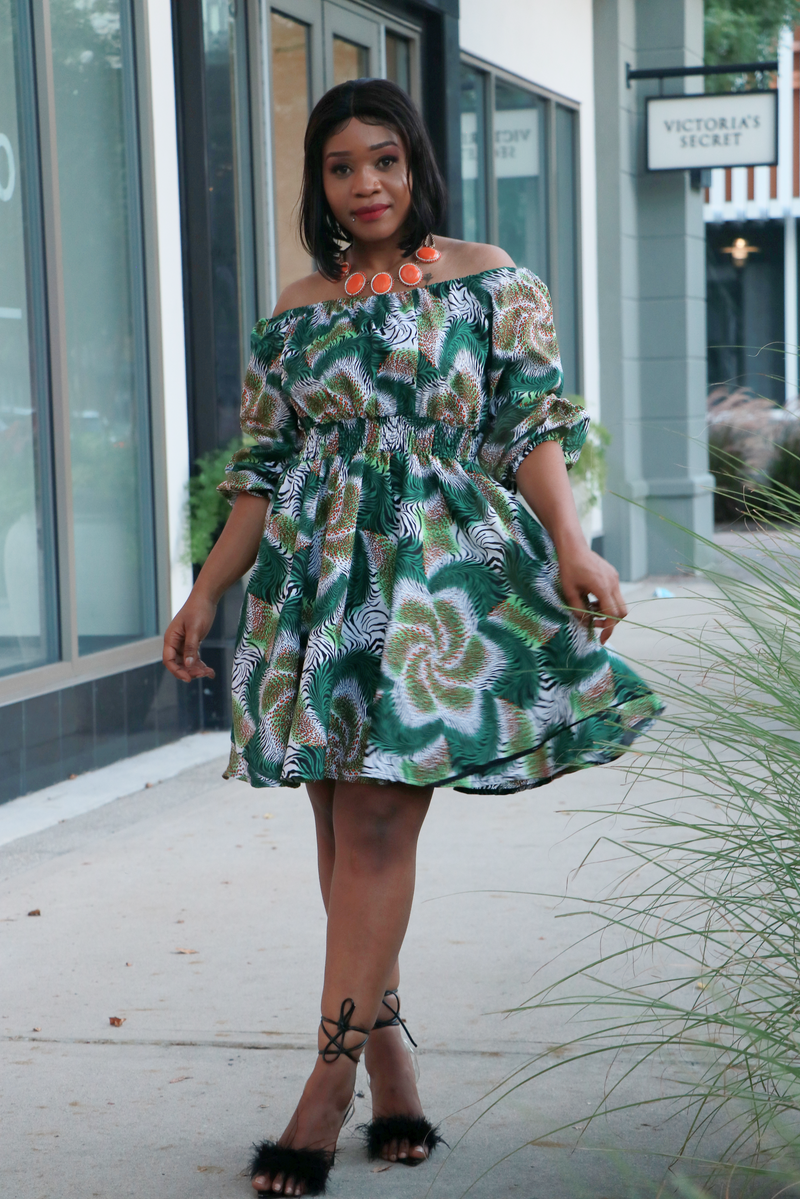 African Print Uche Midi Dress