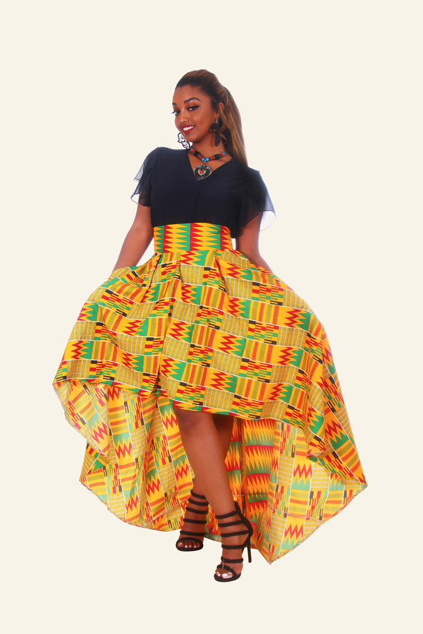 African Print High Low Mimi Skirt - Oludan