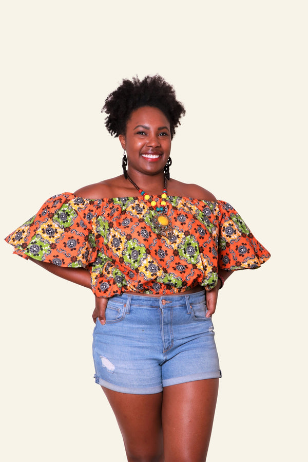 African Print Abeni Off Shoulder Top