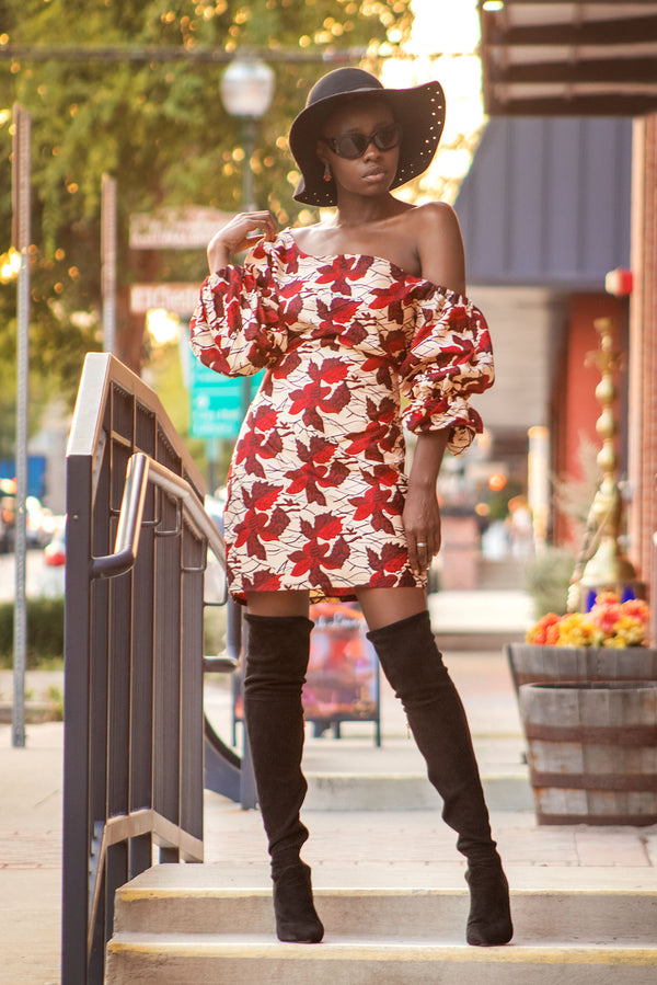 African Print Soke Midi Dress
