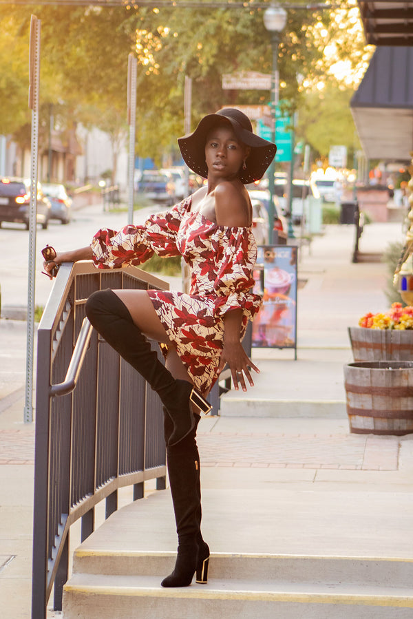 African Print Soke Midi Dress