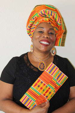 African Esigede Headwrap & Matching Clutch - Oludan