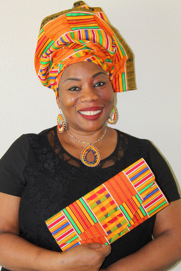 African Esigede Headwrap & Matching Clutch - Oludan