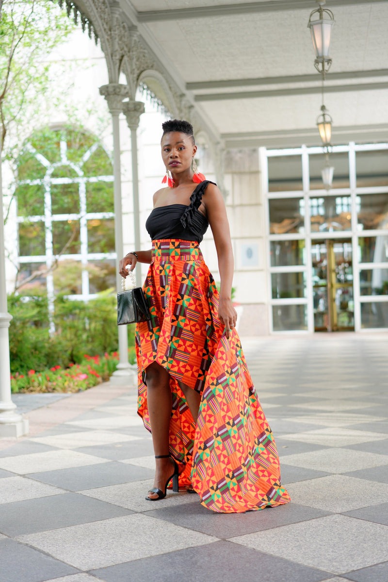 African Print High Low Abeke Skirt