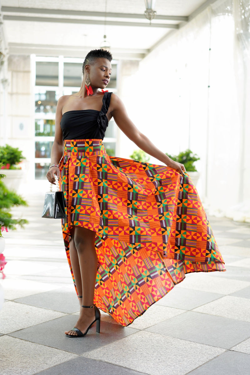 African Print High Low Abeke Skirt