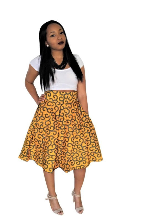 African Print Bunmi Midi Skirt - Oludan