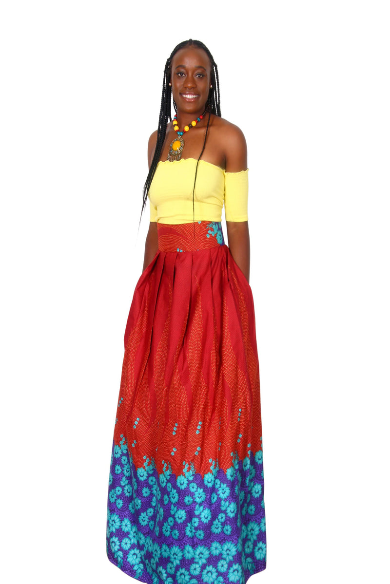 African Print Bimbo Maxi Skirt - Oludan