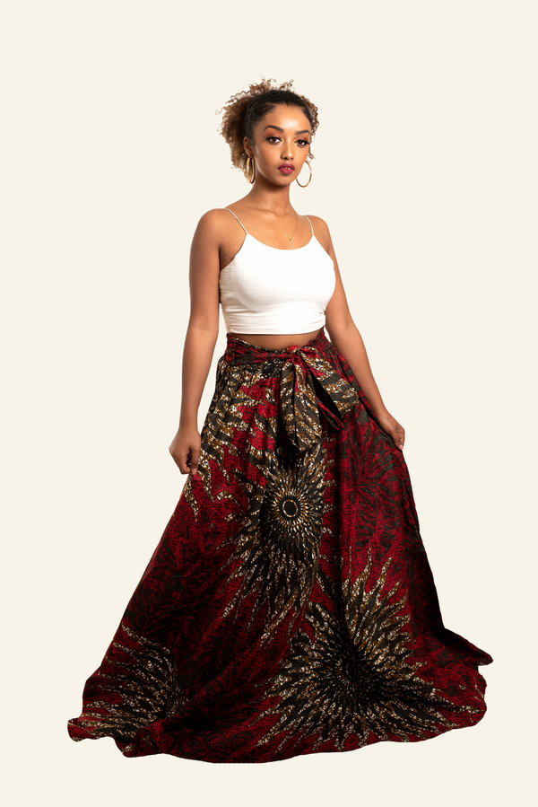 African Print Emmanu Elastic Waist with Maxi Skirt - Oludan