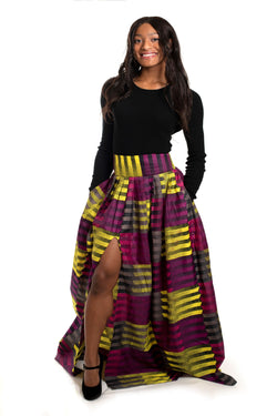 African Print Ngozi Maxi Skirt With Slit - Oludan