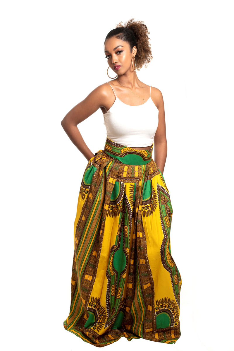 African Print Ogorgho Dashiki Maxi Skirt - Oludan