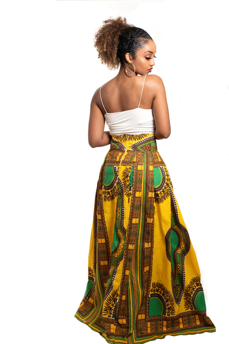 African Print Ogorgho Dashiki Maxi Skirt - Oludan