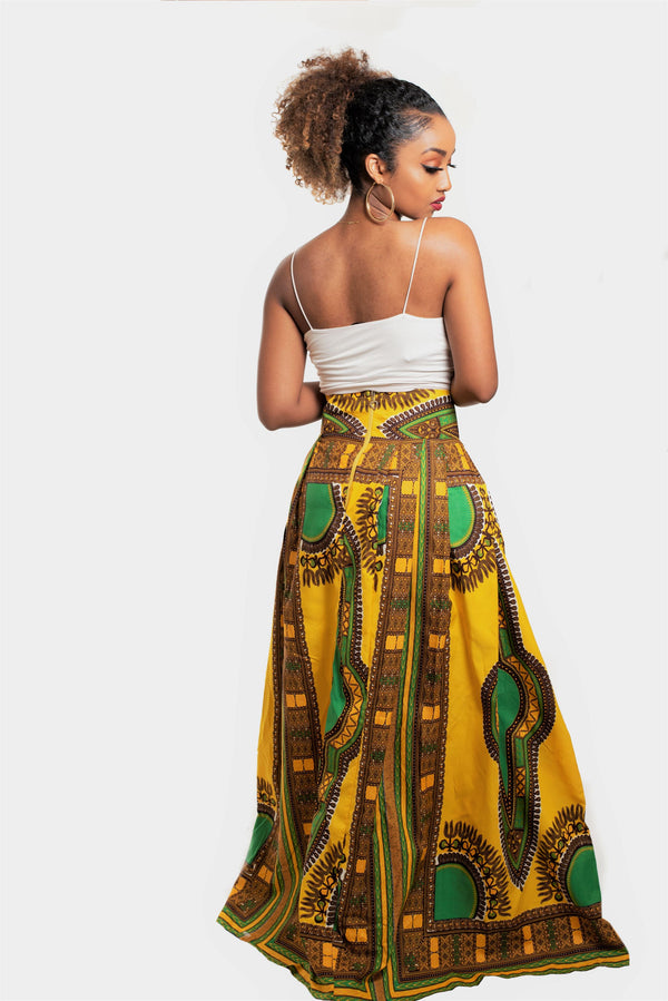 African Print Ogorgho Dashiki Maxi Skirt - Oludan