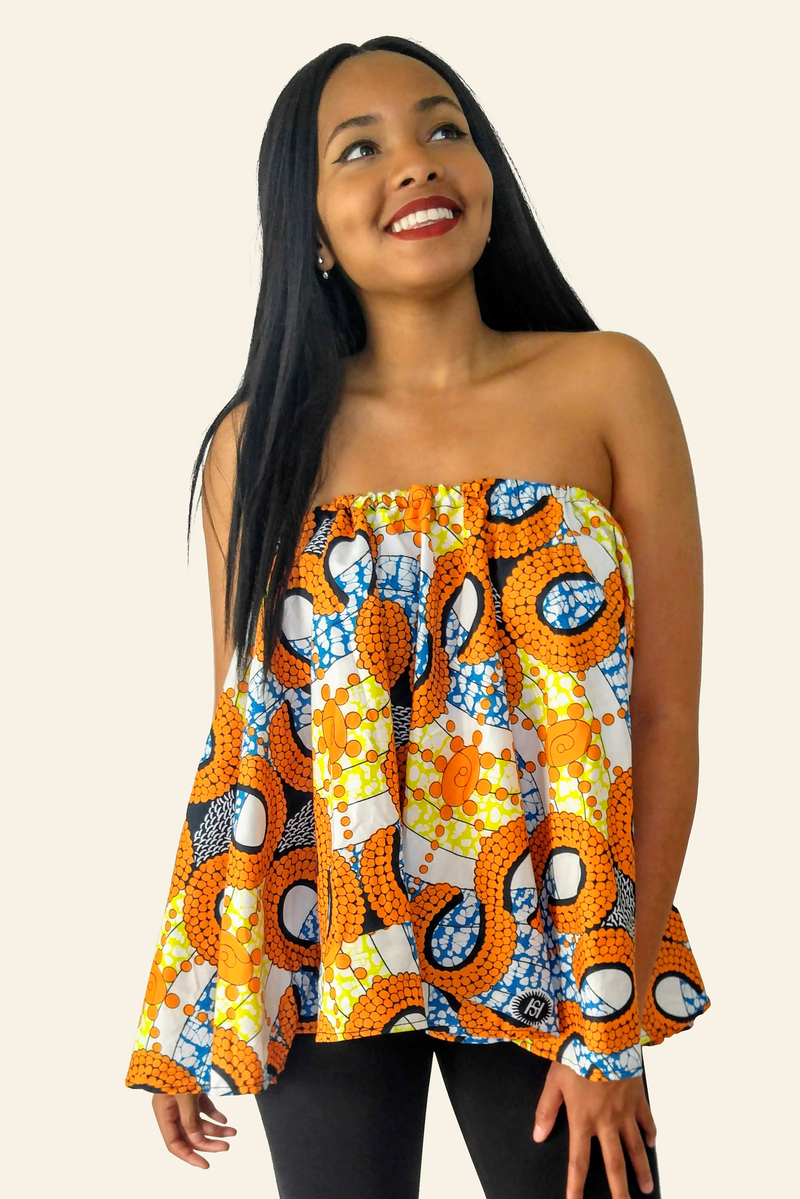 African Print Caro Off Shoulder Top