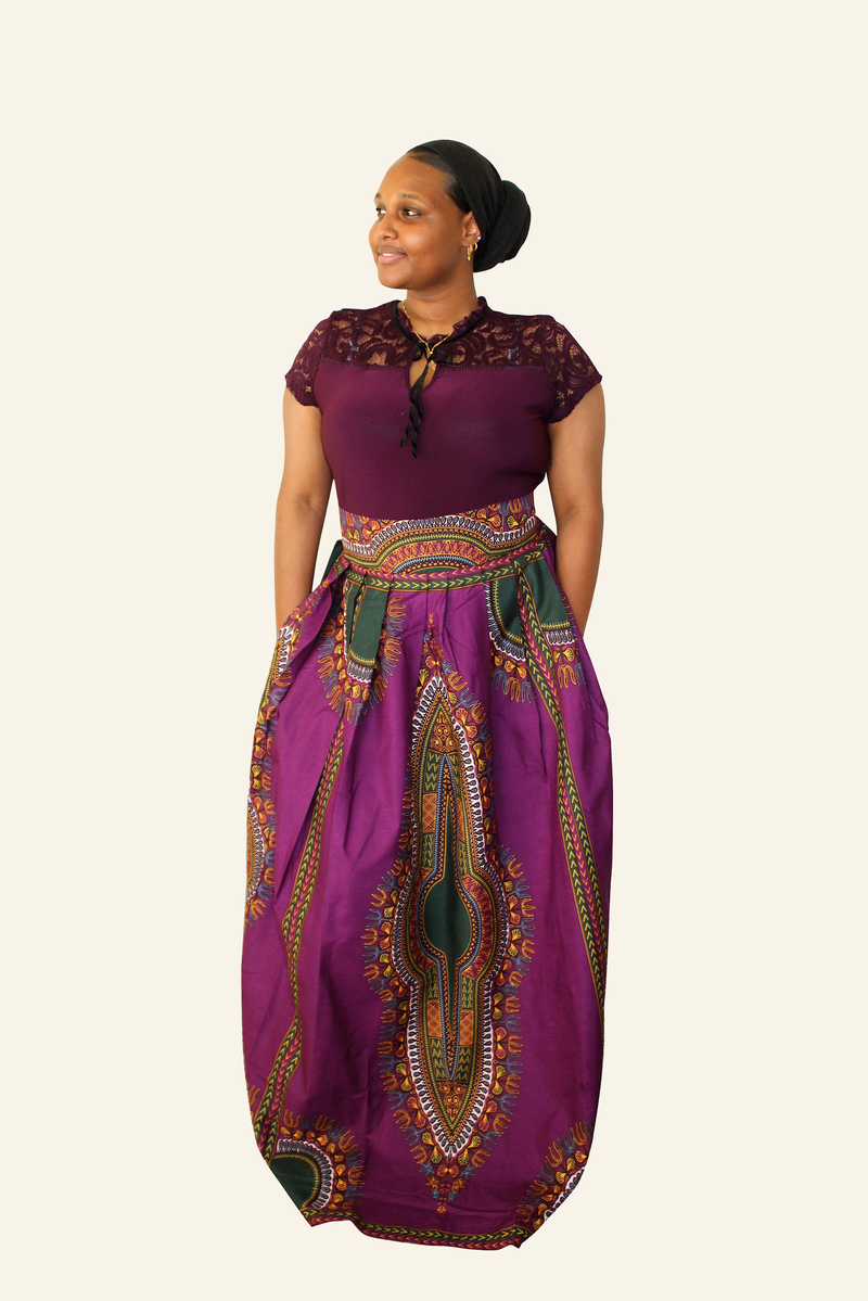 African Print Edu Dashiki Maxi Skirt - Oludan