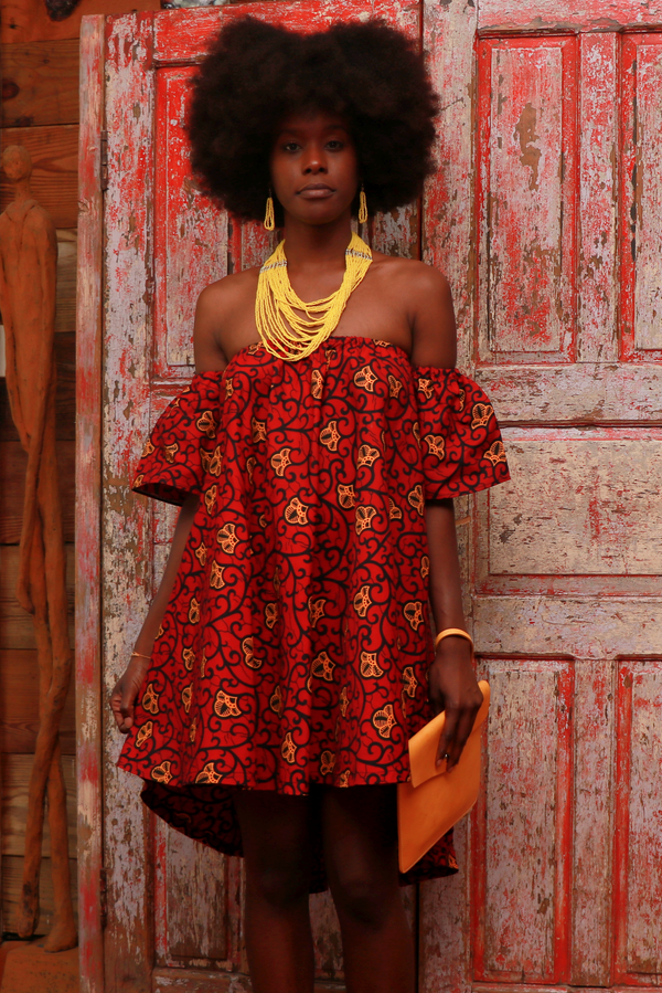 African Print Fatima Midi Dress