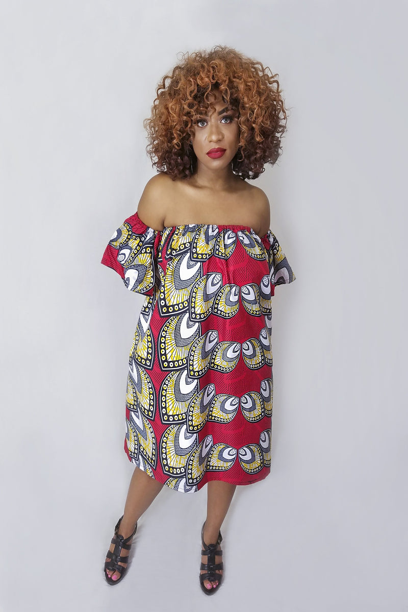 African Print Ego Midi Dress - Oludan