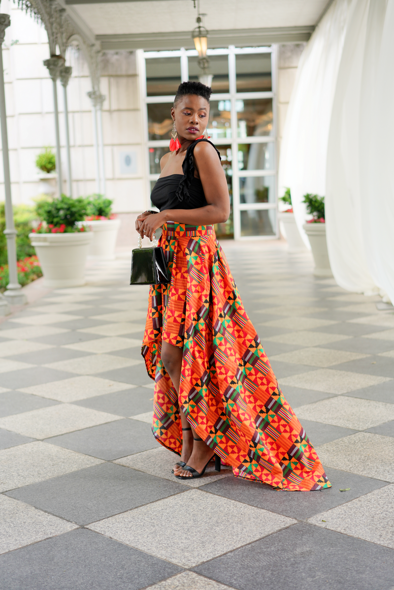 African Print High Low Abeke Skirt