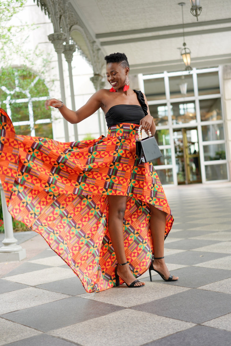 African Print High Low Abeke Skirt