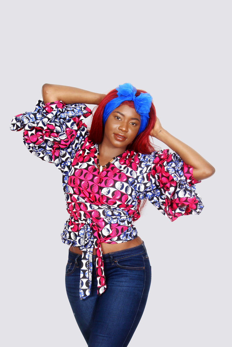 African Print Rushika Ruffled Top