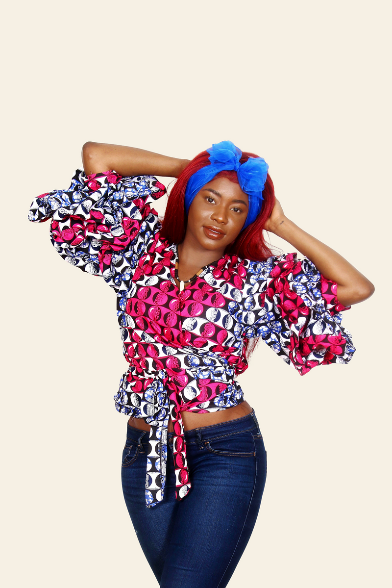 African Print Rushika Ruffled Top