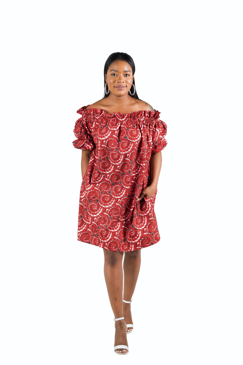 African Print Tayo Midi Dress With Stones - Oludan