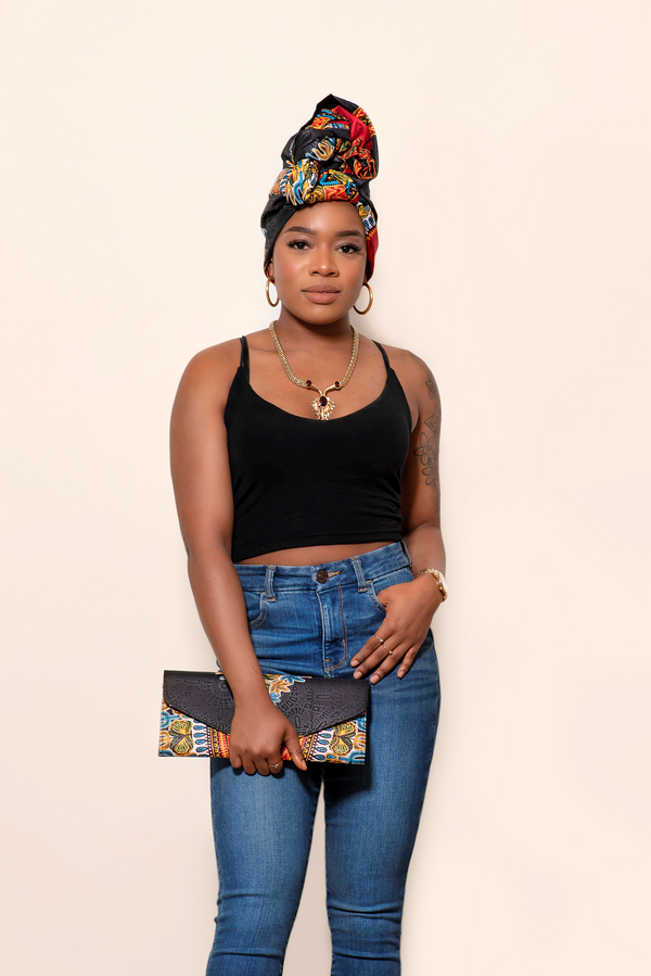 African Tolu Head Wrap & Matching Clutch