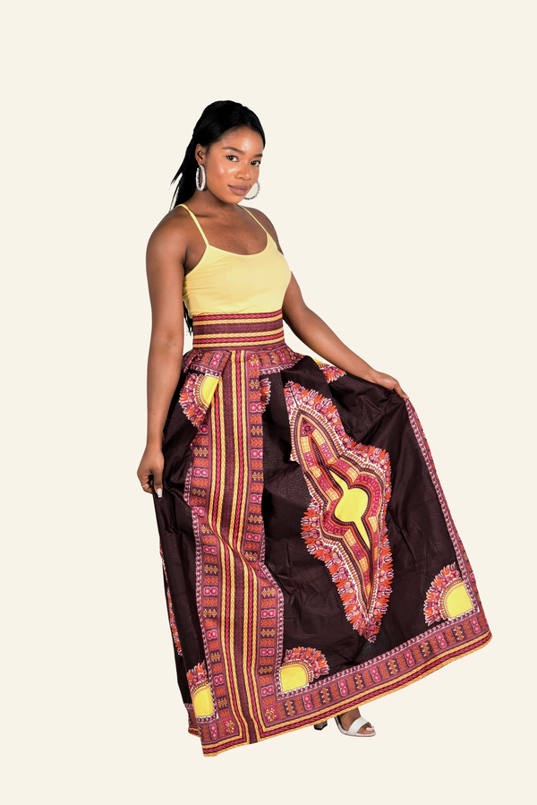 African Print Bolanle Dashiki Maxi Skirt - Oludan