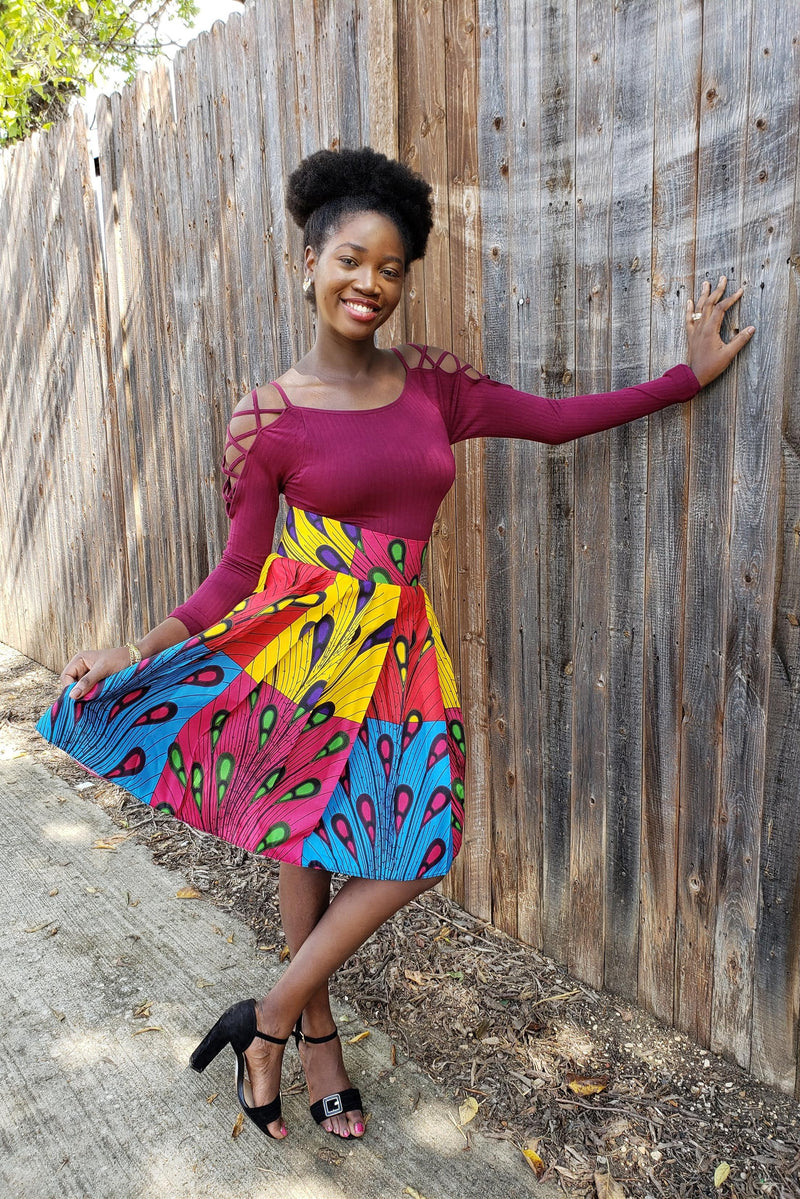 African Print Sere Midi Skirt